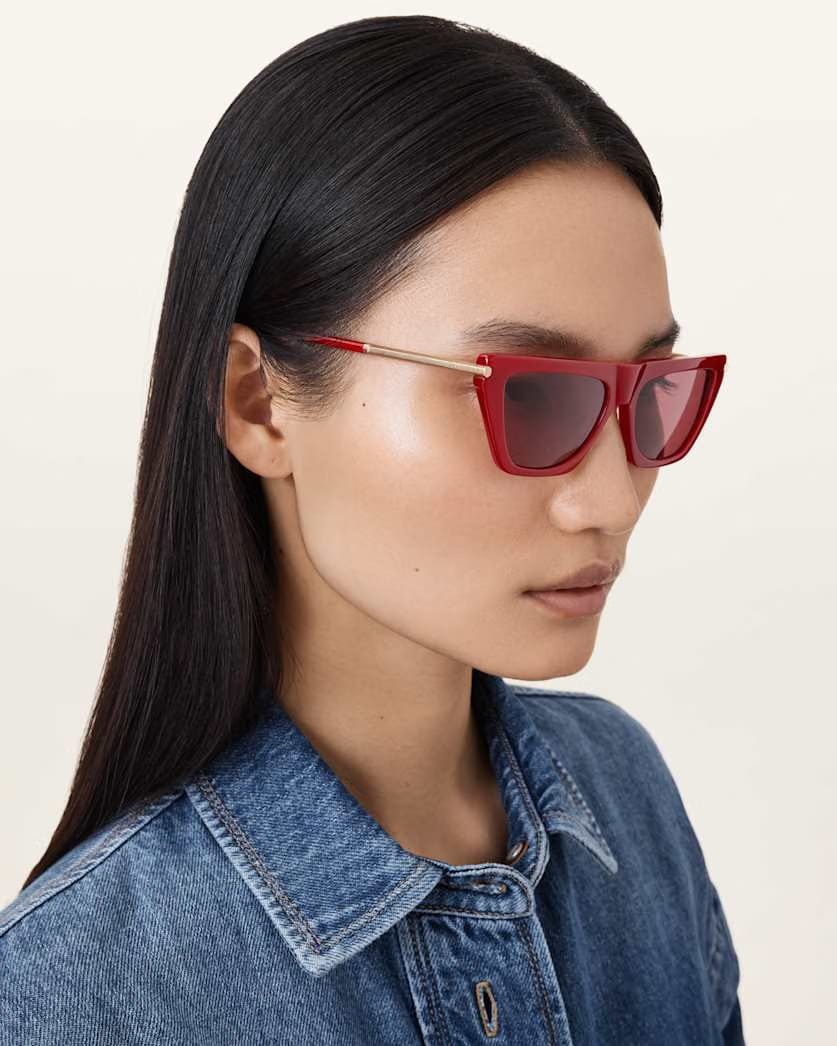 AllSaints Minka Flat Top Cat Eye Sunglasses Women's Lipstick Red Women's