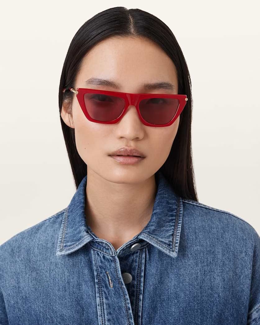 AllSaints Minka Flat Top Cat Eye Sunglasses Women's Lipstick Red Women's