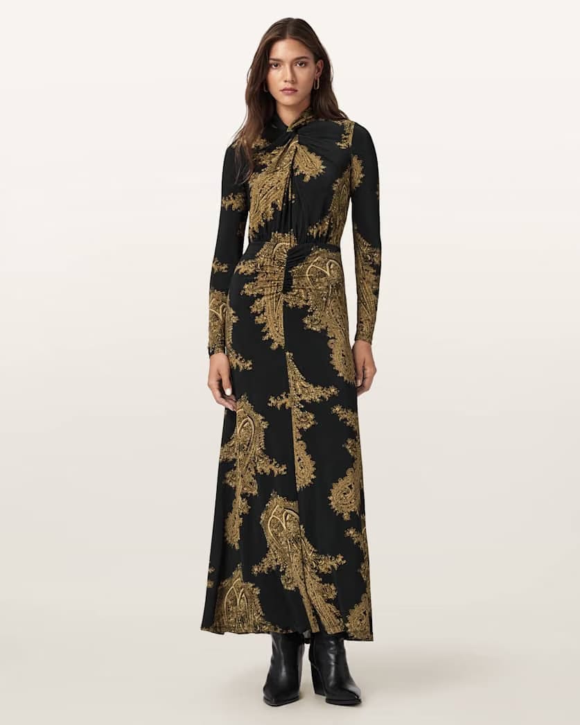 AllSaints Mina A Line Maxi Dress Women's Ella Black Women's