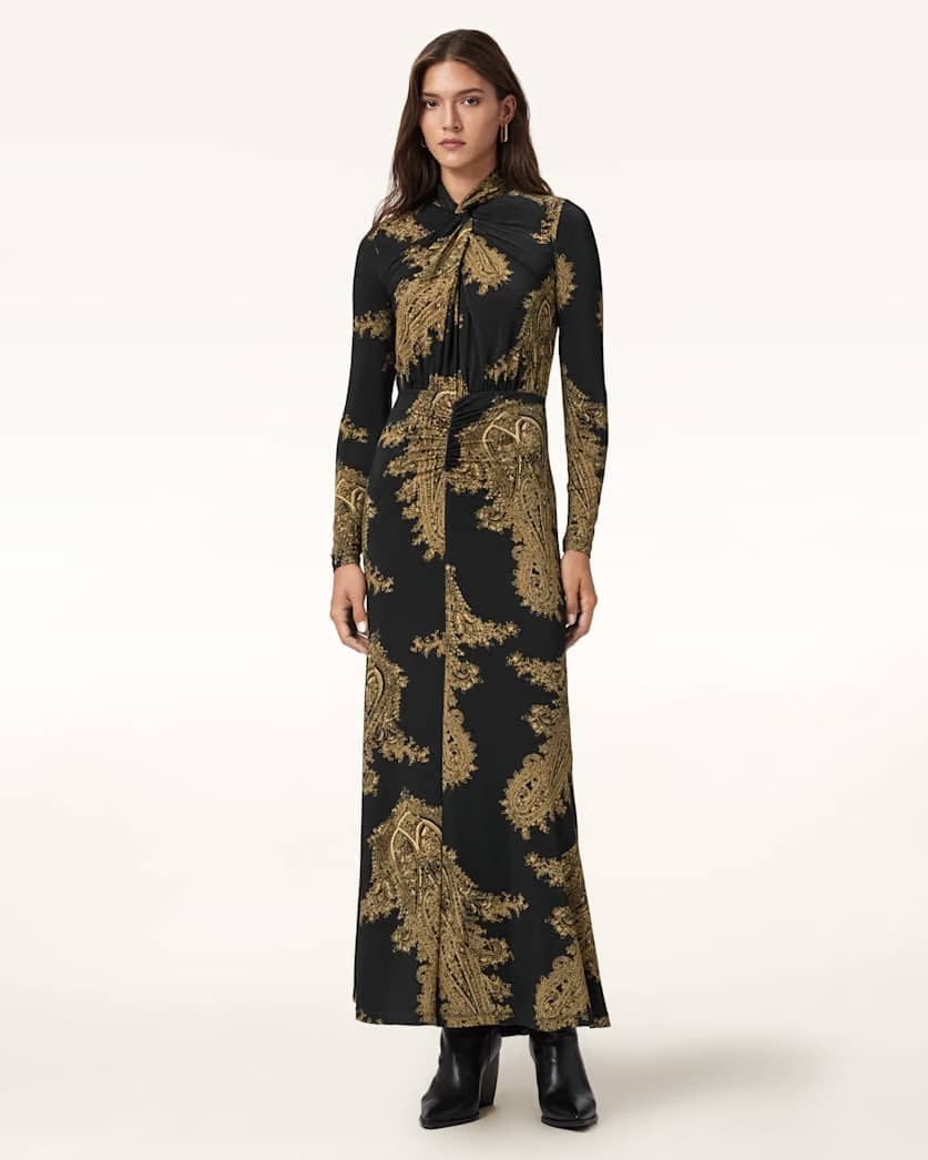 AllSaints Mina A Line Maxi Dress Women's Ella Black Women's