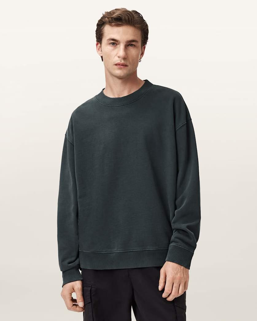 AllSaints Milo Boxy Cotton Sweatshirt Sunil Blue
