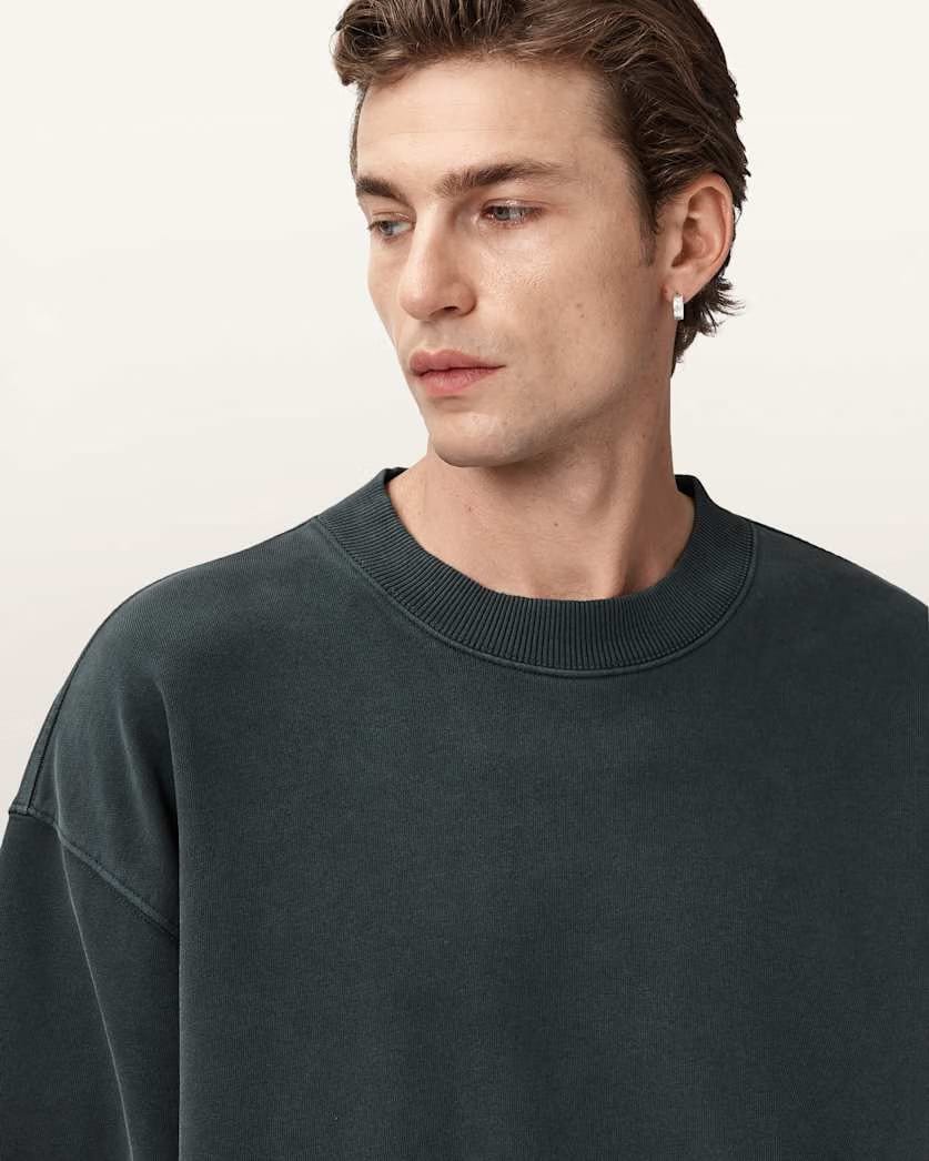 AllSaints Milo Boxy Cotton Sweatshirt Sunil Blue