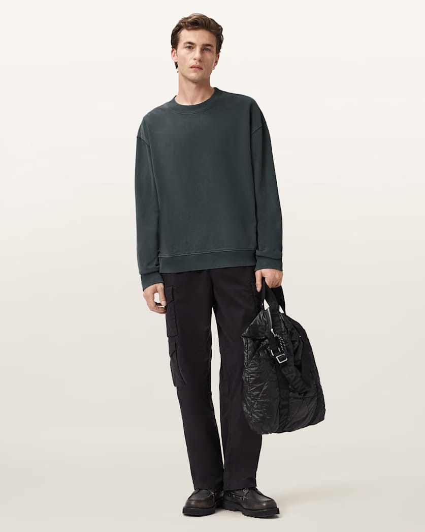 AllSaints Milo Boxy Cotton Sweatshirt Sunil Blue