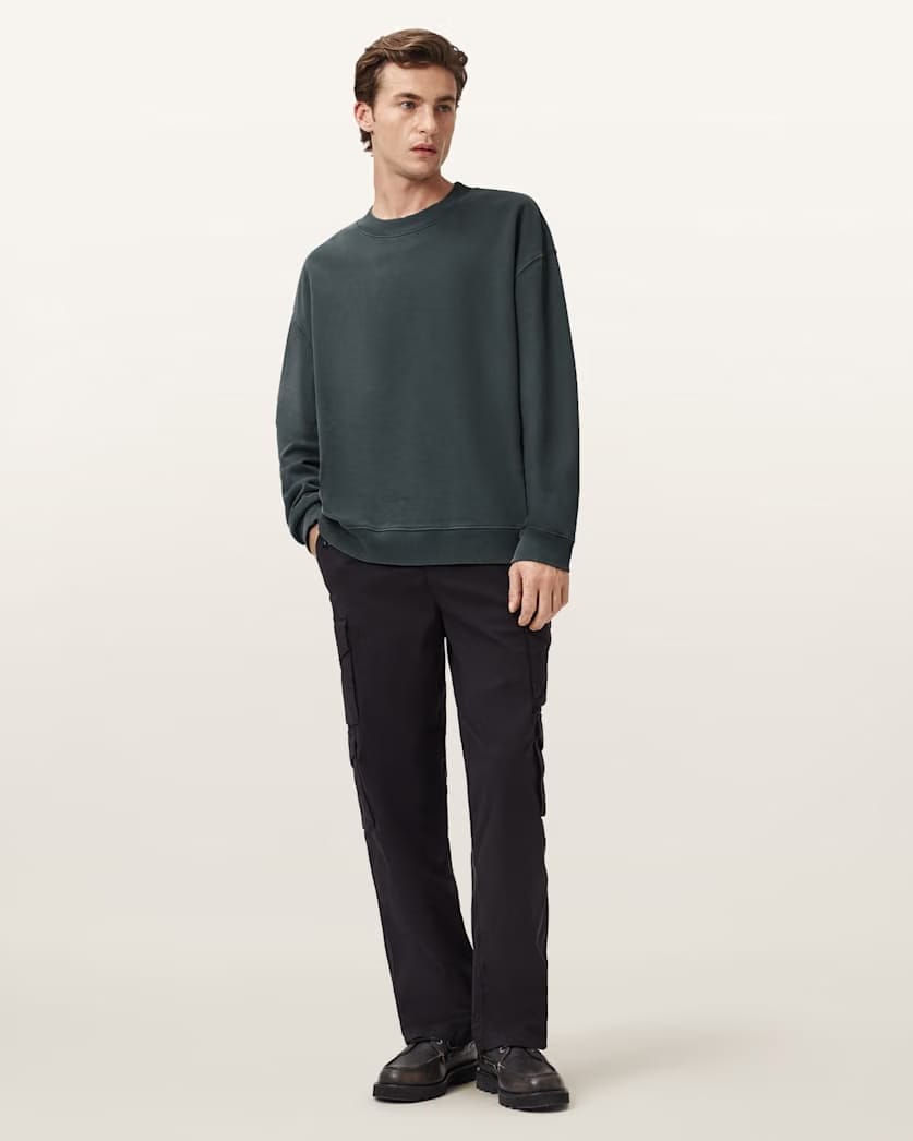 AllSaints Milo Boxy Cotton Sweatshirt Sunil Blue