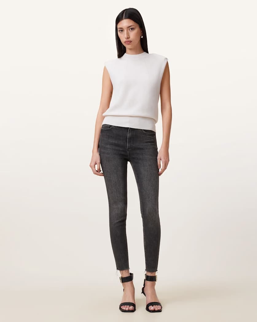 AllSaints Miller Push Up Skinny Fit Denim Jeans Women's Washed Black Women's