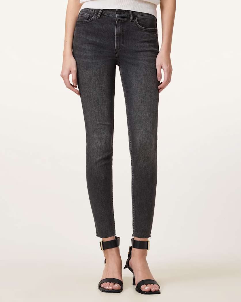 AllSaints Miller Push Up Skinny Fit Denim Jeans Women's Washed Black Women's