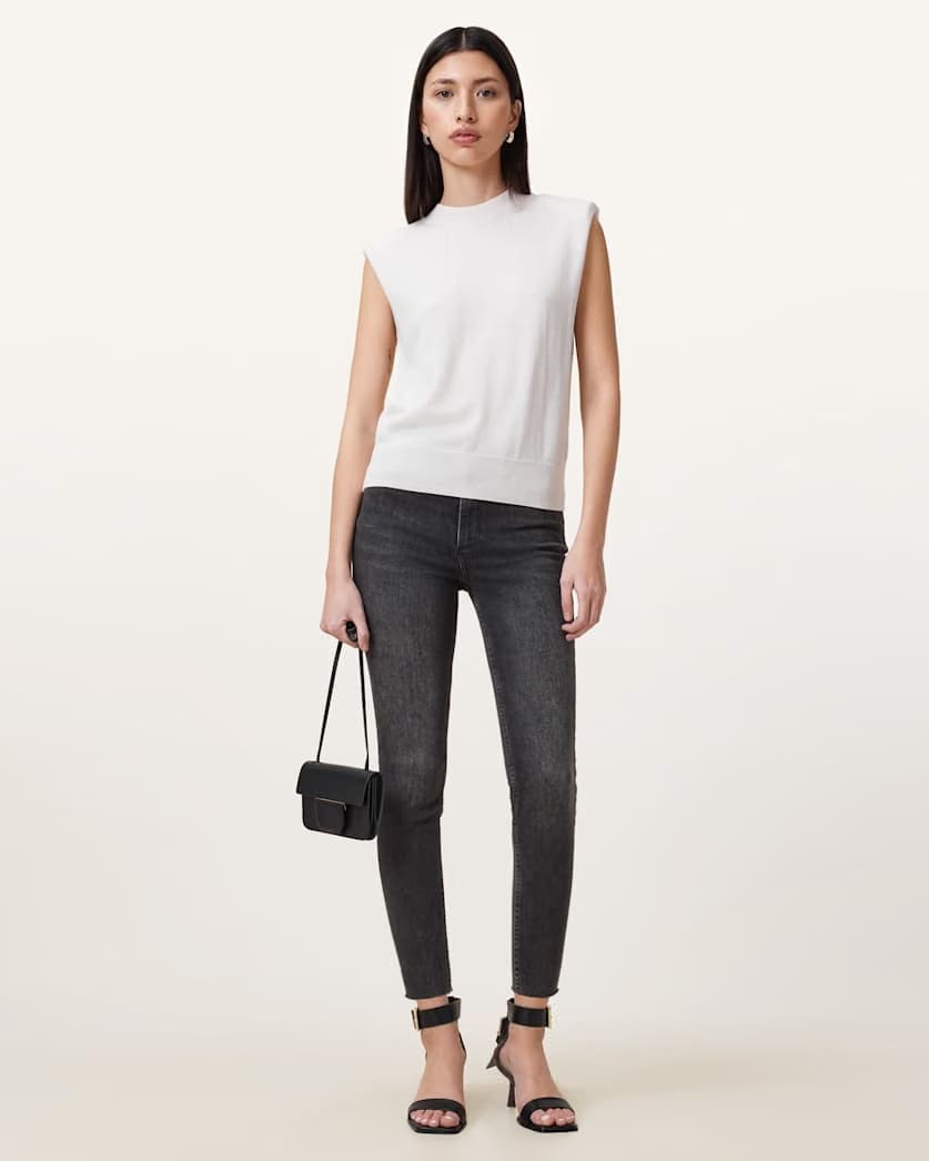 AllSaints Miller Push Up Skinny Fit Denim Jeans Women's Washed Black Women's