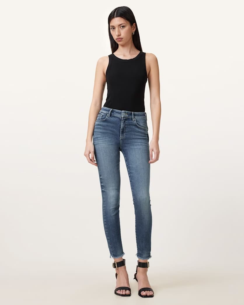 AllSaints Miller Push Up Skinny Fit Denim Jeans Women's Deep Royal Blue Women's