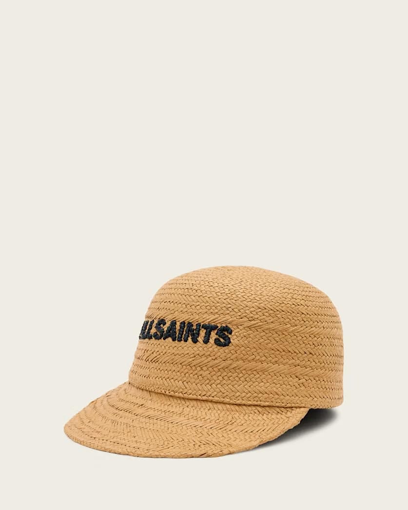 AllSaints Mila Straw Baseball Cap Women's Cognac Brown Women's