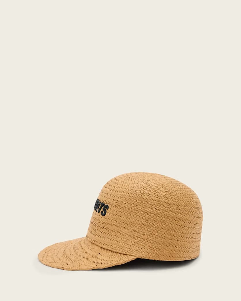 AllSaints Mila Straw Baseball Cap Women's Cognac Brown Women's
