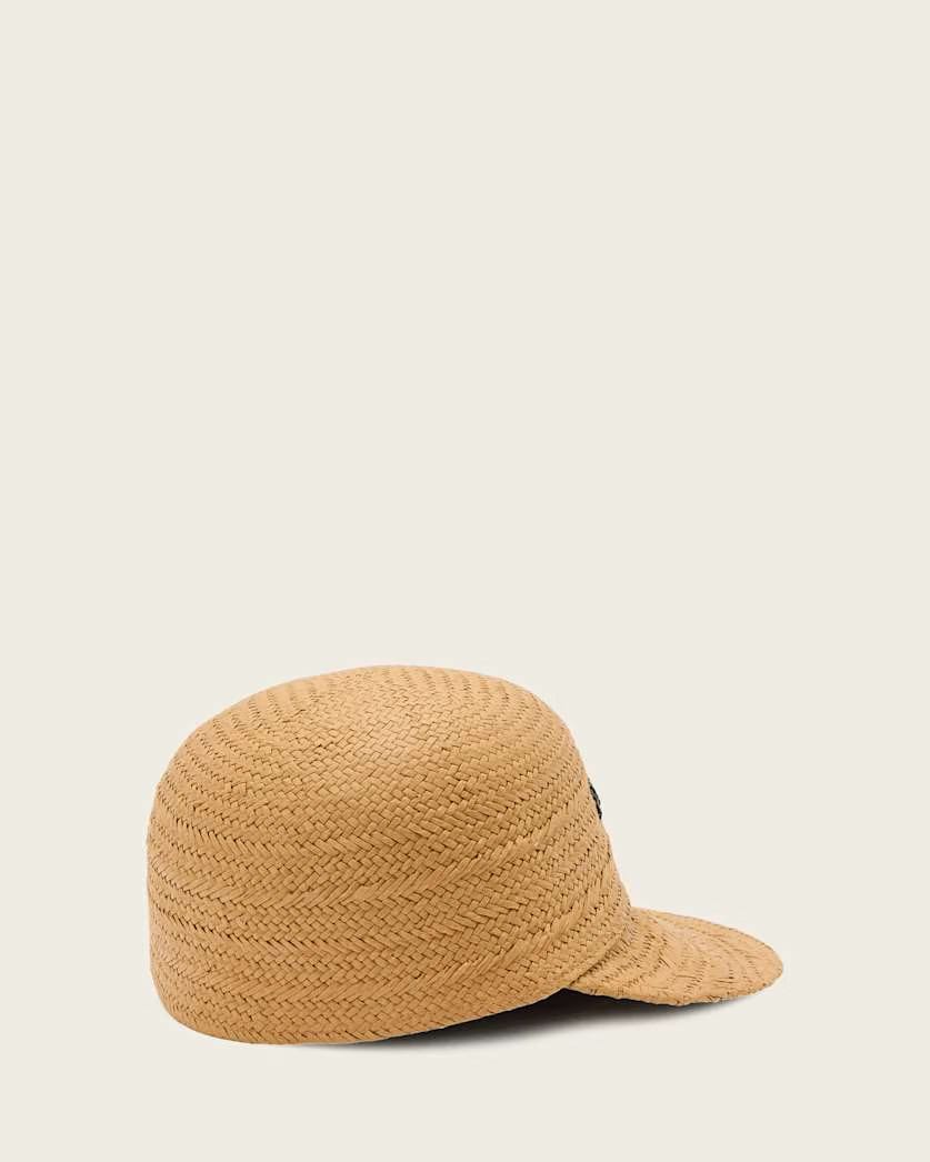 AllSaints Mila Straw Baseball Cap Women's Cognac Brown Women's