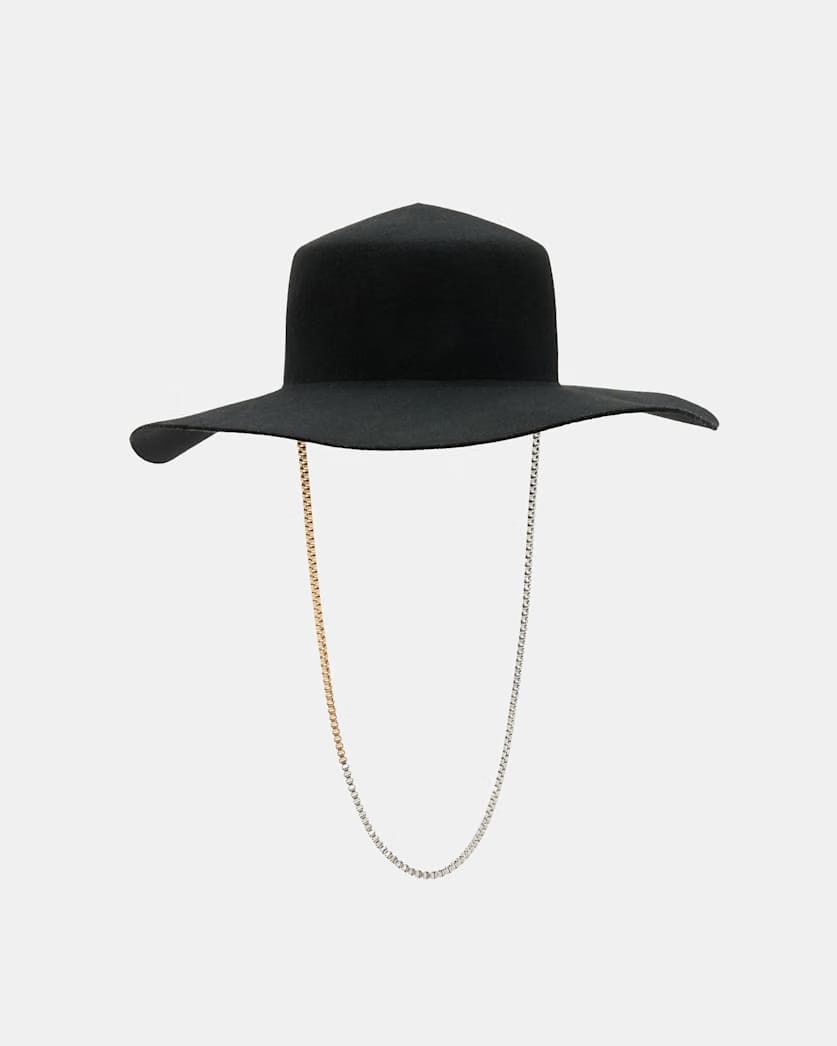 AllSaints Mila Chain Strap Wool Bolero Hat Women's Black Women's
