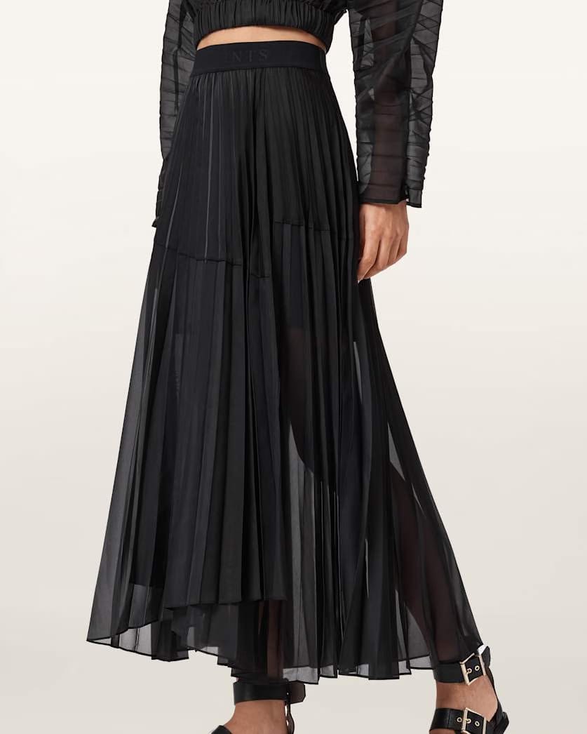 AllSaints Micaela Pleated Skirt Women's Black Women's