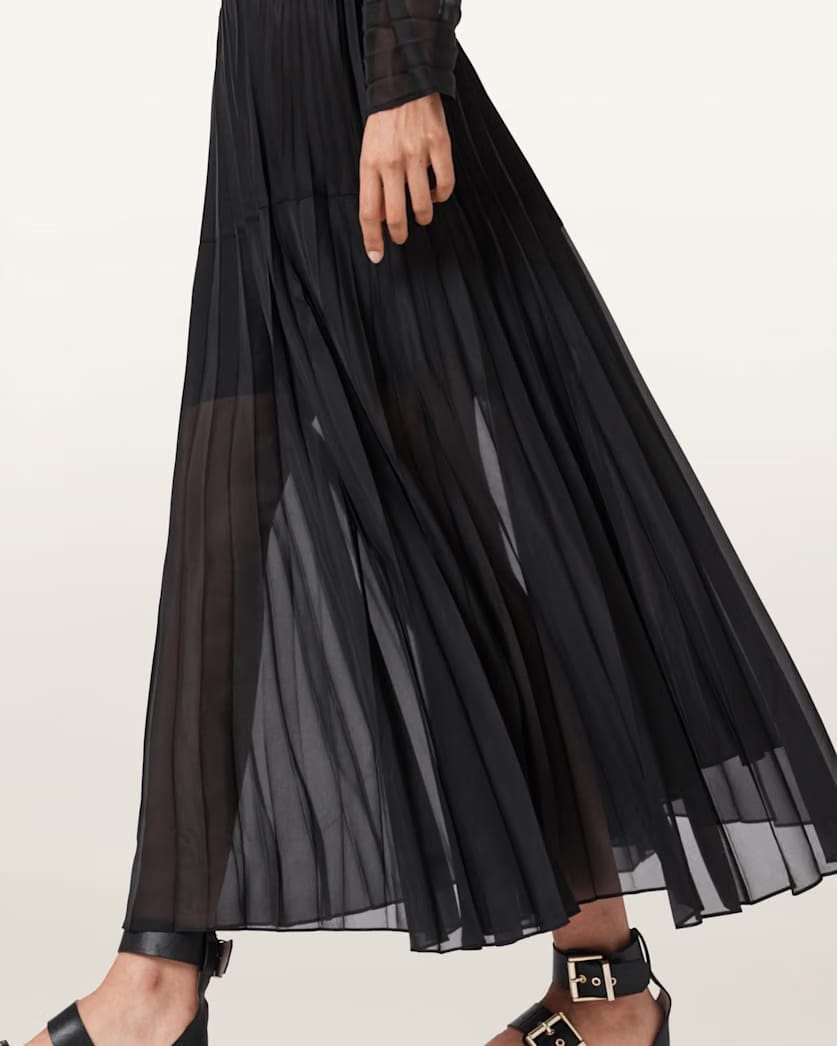 AllSaints Micaela Pleated Skirt Women's Black Women's