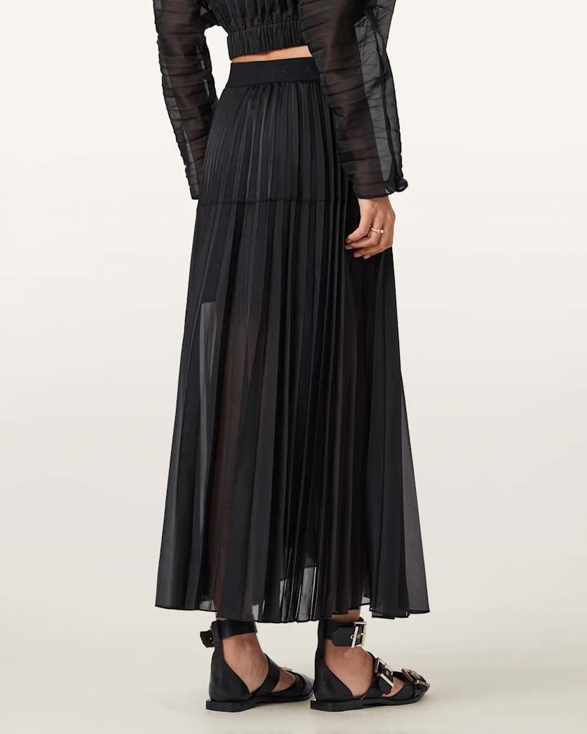 AllSaints Micaela Pleated Skirt Women's Black Women's