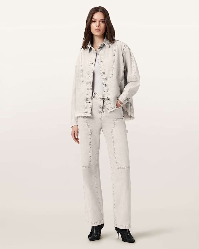 AllSaints Mia Sparkle Carpenter Jeans Women's Snow Grey Women's