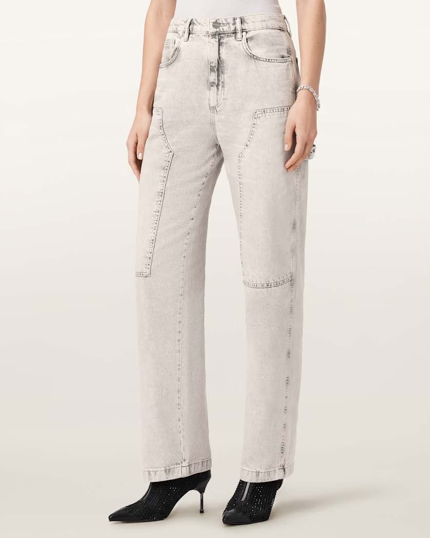 AllSaints Mia Sparkle Carpenter Jeans Women's Snow Grey Women's