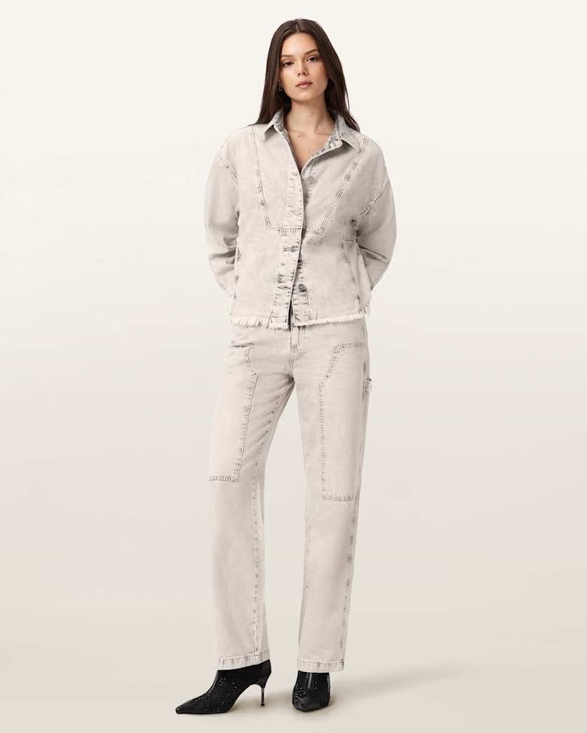 AllSaints Mia Sparkle Carpenter Jeans Women's Snow Grey Women's