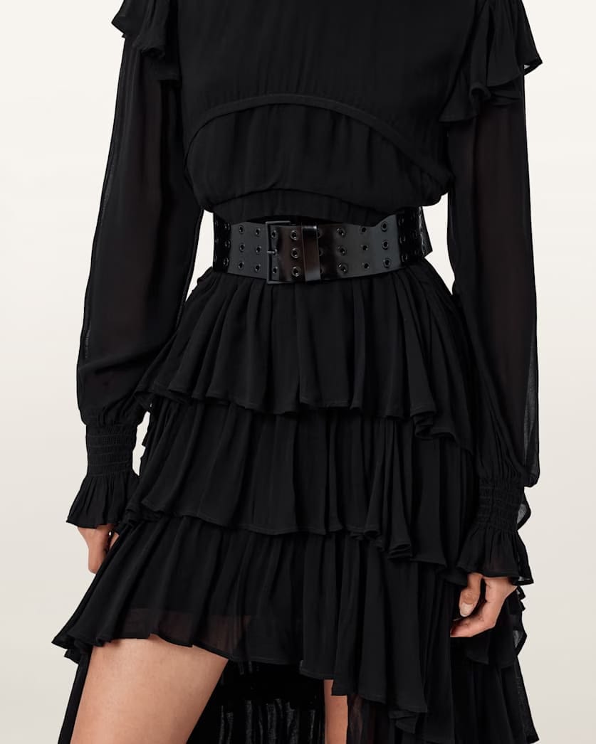 AllSaints Mia Leather Waist Belt Women's Black/Matte Black Women's