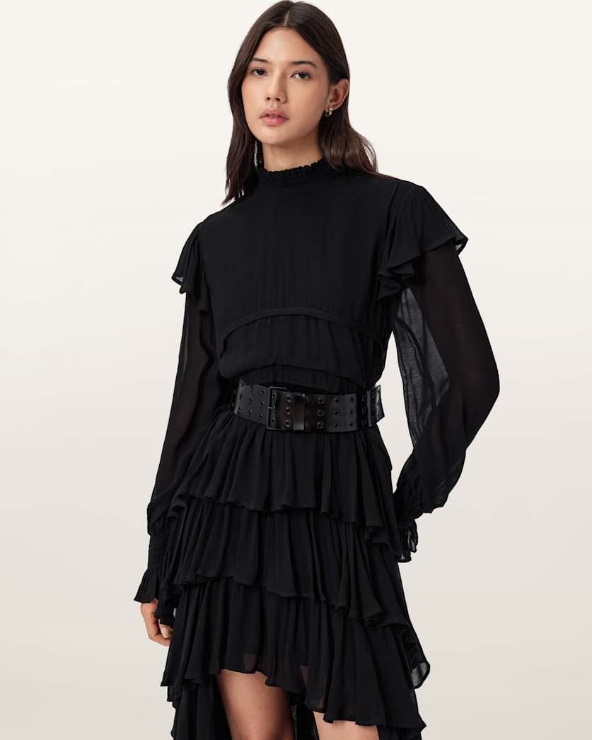 AllSaints Mia Leather Waist Belt Women's Black/Matte Black Women's