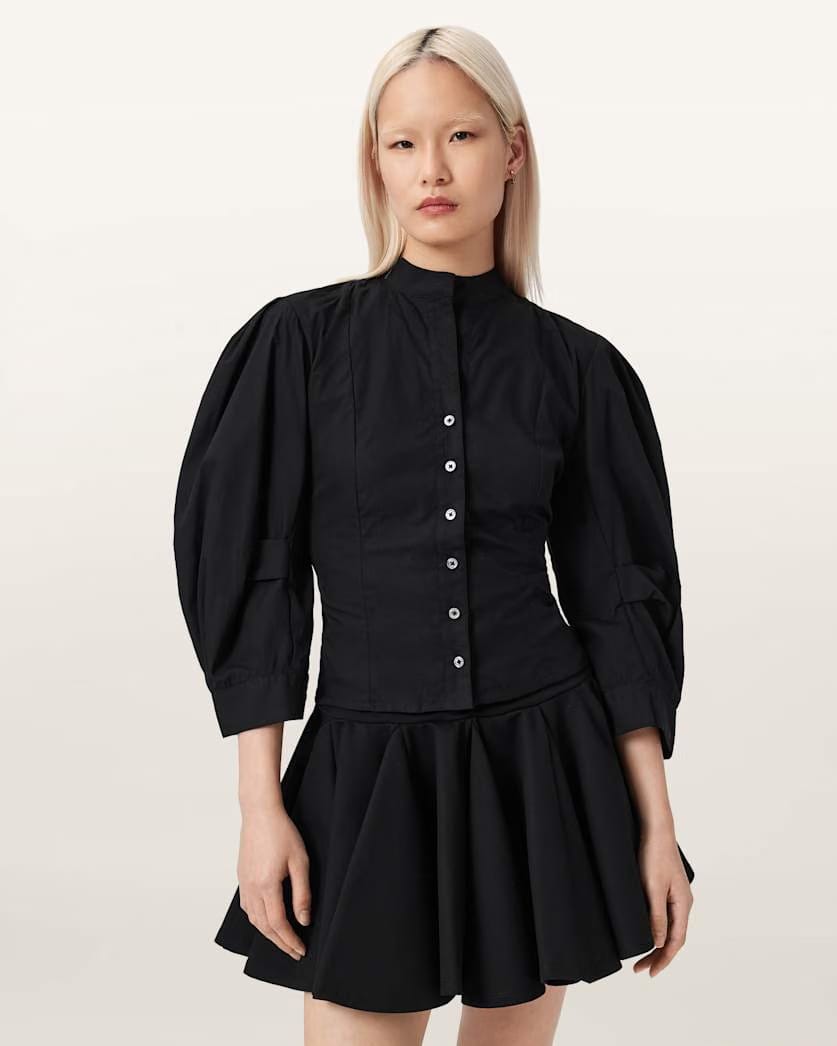 AllSaints Maud Lace Up Shirt Women's Black Women's