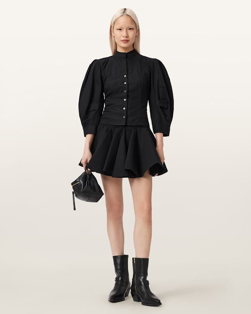 AllSaints Maud Lace Up Shirt Women's Black Women's
