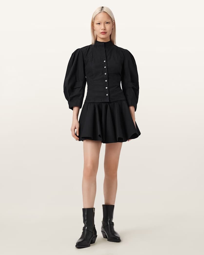 AllSaints Maud Lace Up Shirt Women's Black Women's