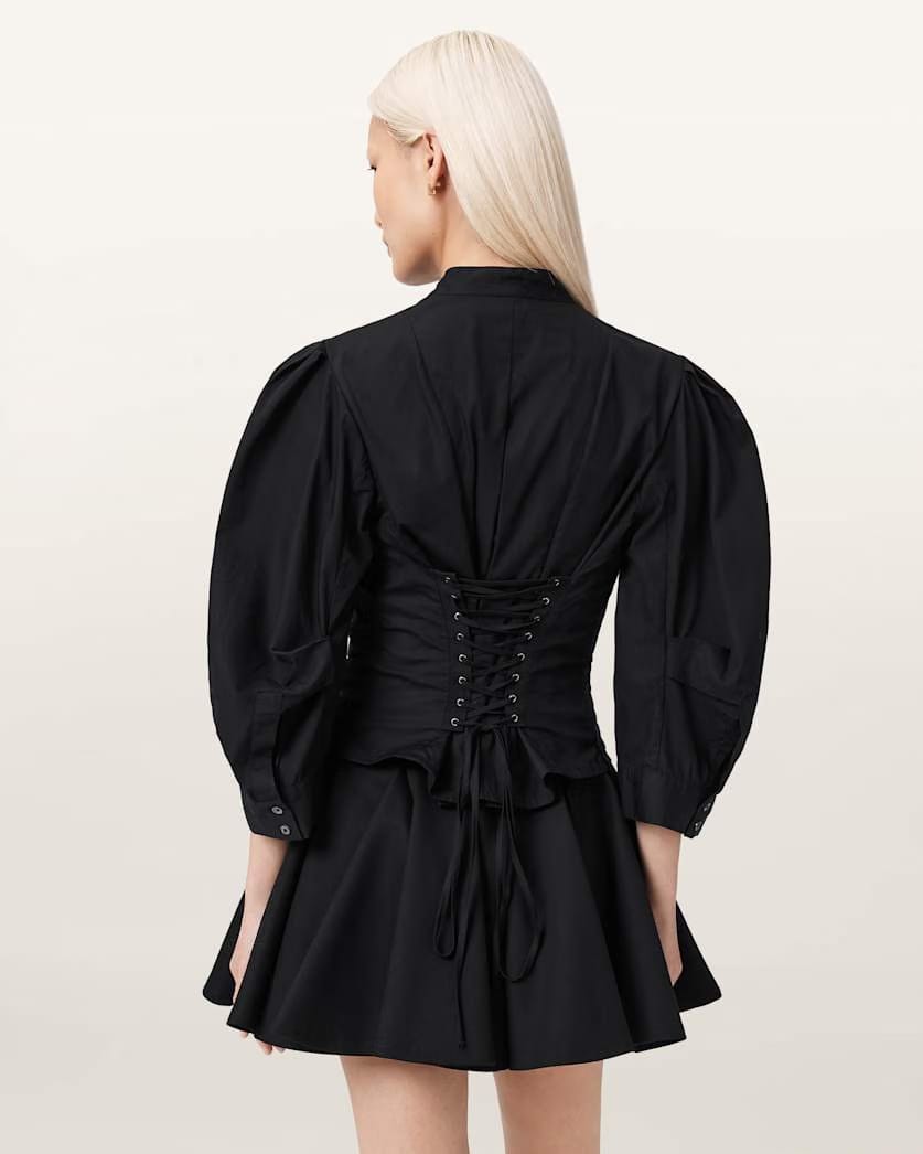 AllSaints Maud Lace Up Shirt Women's Black Women's