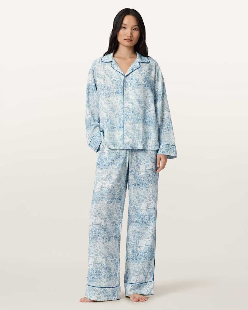 AllSaints Maude Pyjama Set Women's Map Blue Women's