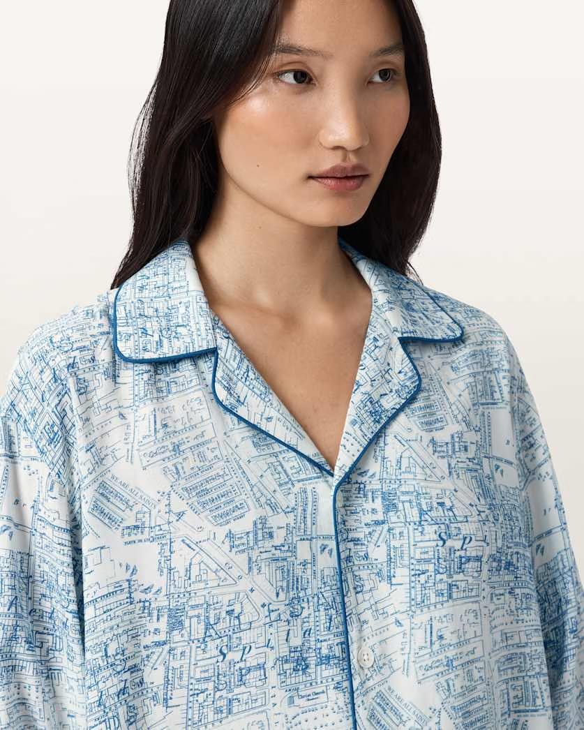 AllSaints Maude Pyjama Set Women's Map Blue Women's