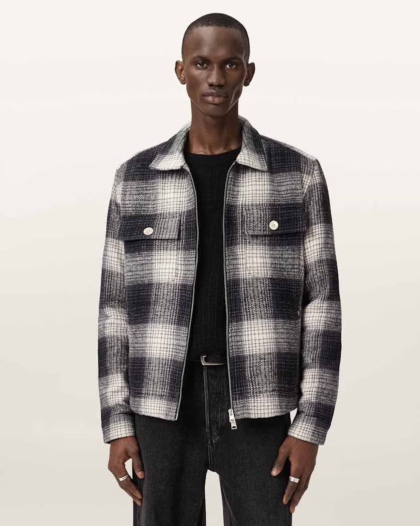 AllSaints Matheson Check Jacket Black/Off White
