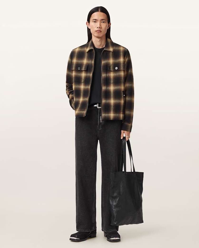 AllSaints Mathers Check Jacket Trail Brown
