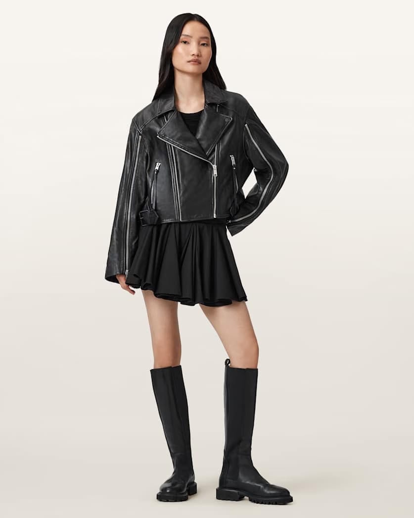 AllSaints Masone Leather Biker Jacket Women's Black Women's