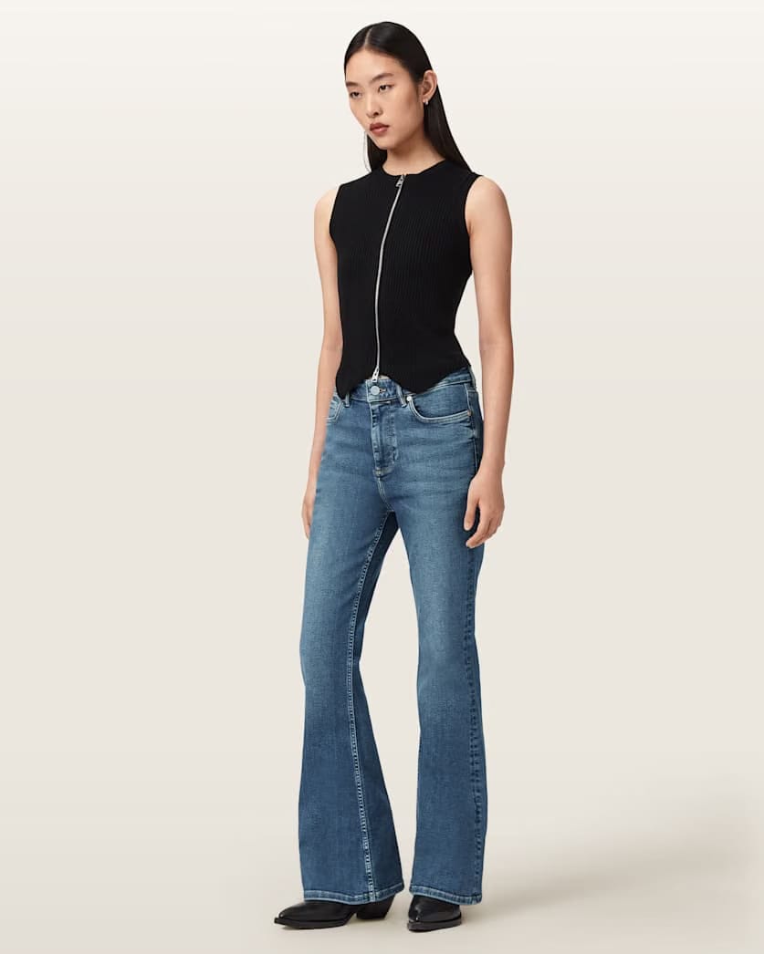 AllSaints Maisie Flare Denim Jeans Women's Mid Indigo Women's