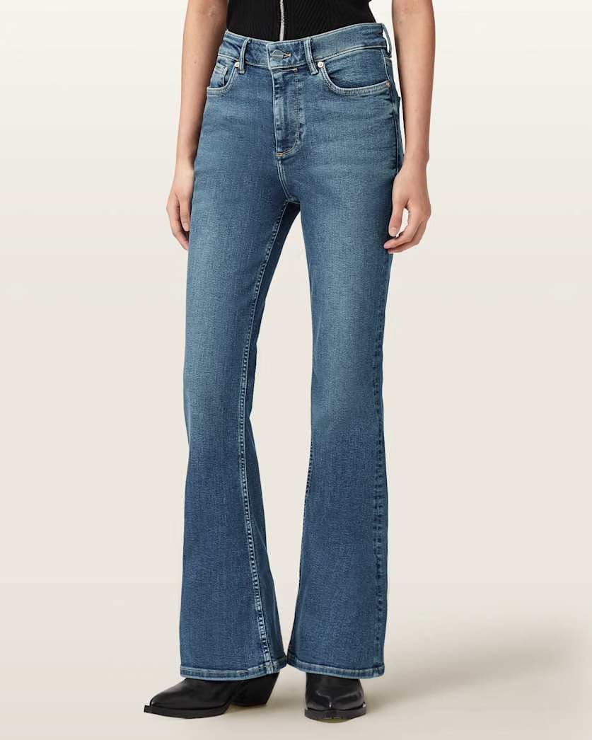 AllSaints Maisie Flare Denim Jeans Women's Mid Indigo Women's