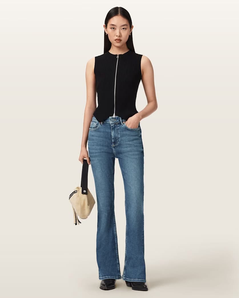 AllSaints Maisie Flare Denim Jeans Women's Mid Indigo Women's