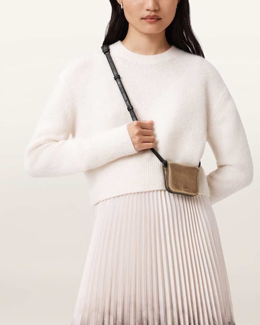 AllSaints Maeve Leather Cardholder Crossbody Women's Warm Brass Women's