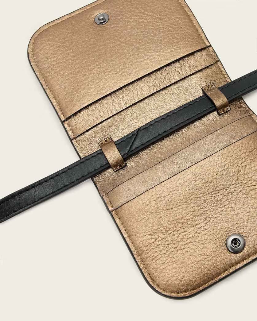 AllSaints Maeve Leather Cardholder Crossbody Women's Warm Brass Women's