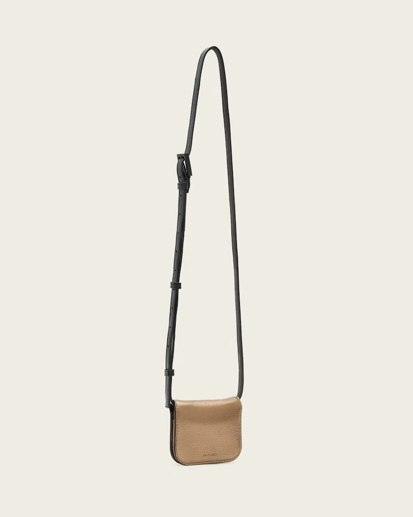 AllSaints Maeve Leather Cardholder Crossbody Women's Warm Brass Women's