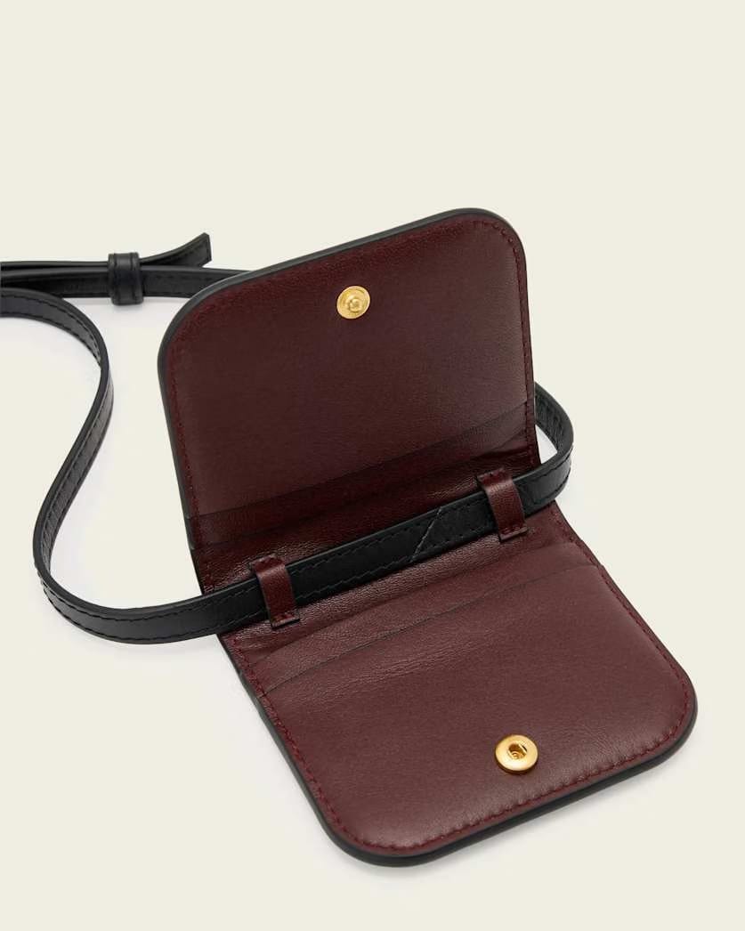 AllSaints Maeve Leather Cardholder Crossbody Women's Dark Red Women's