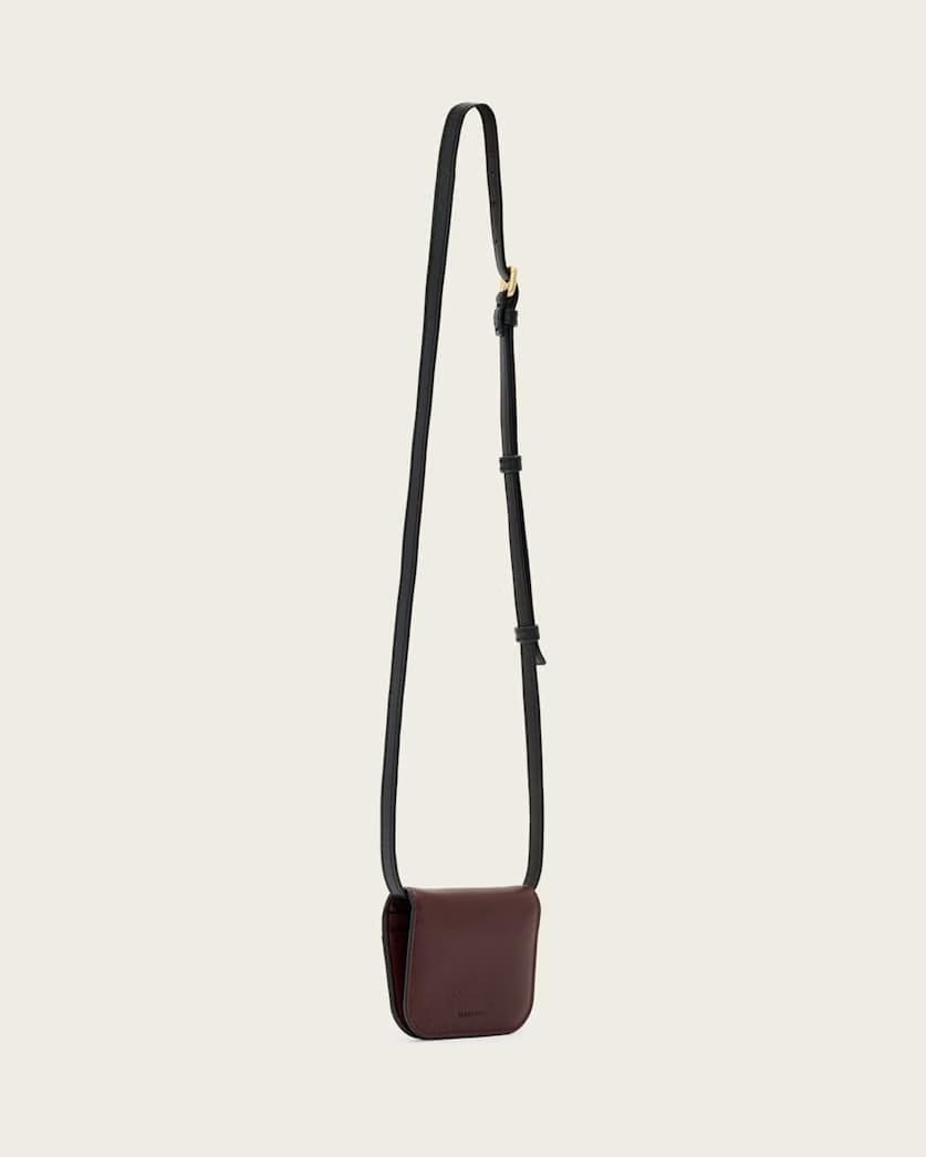 AllSaints Maeve Leather Cardholder Crossbody Women's Dark Red Women's