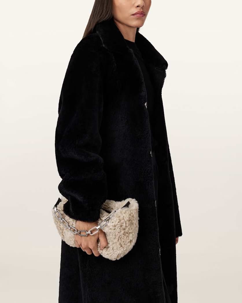 AllSaints Madea Mini Shearling Bag Women's Natural Women's