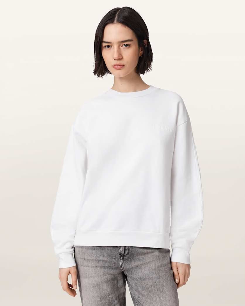 AllSaints Mabel Etta Oversized Sweatshirt Women's Optic White Women's