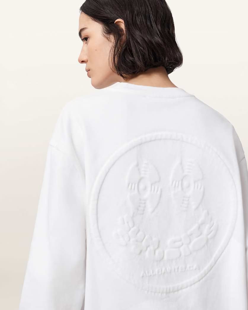 AllSaints Mabel Etta Oversized Sweatshirt Women's Optic White Women's