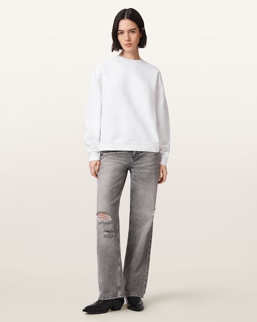 AllSaints Mabel Etta Oversized Sweatshirt Women's Optic White Women's