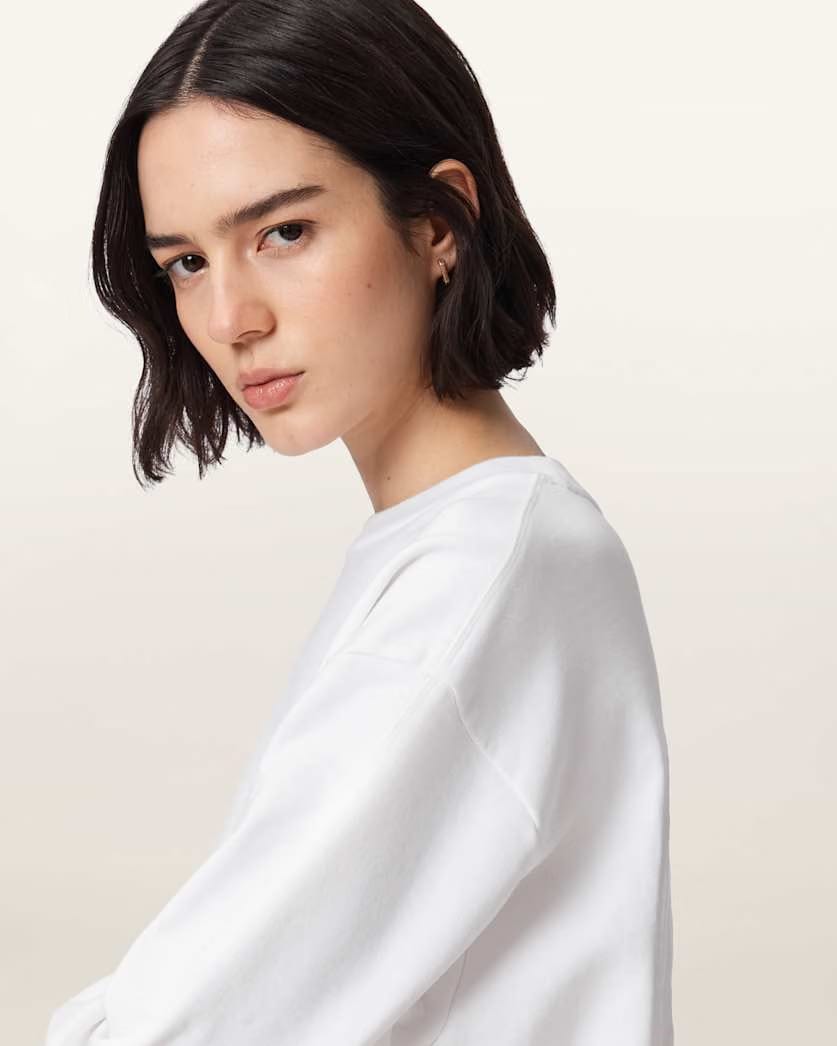 AllSaints Mabel Etta Oversized Sweatshirt Women's Optic White Women's