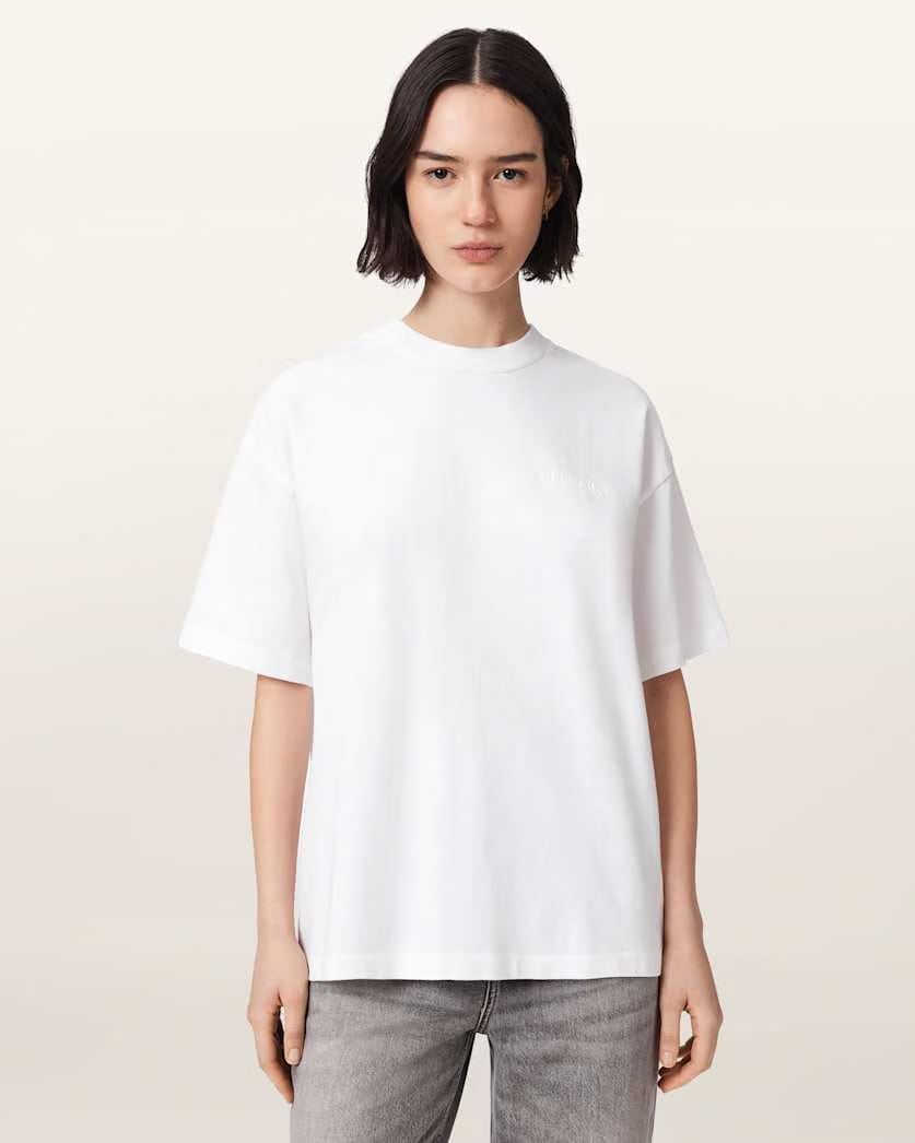 AllSaints Mabel Etta Oversized Cotton T-Shirt Women's Optic White Women's