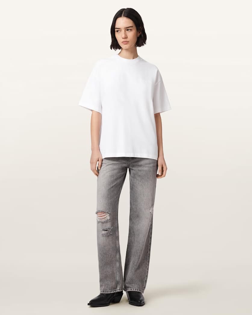 AllSaints Mabel Etta Oversized Cotton T-Shirt Women's Optic White Women's