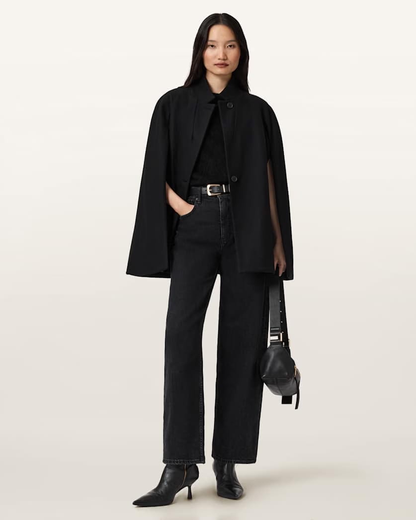AllSaints Lunis Wool Cape Coat Women's Camel Brown Women's