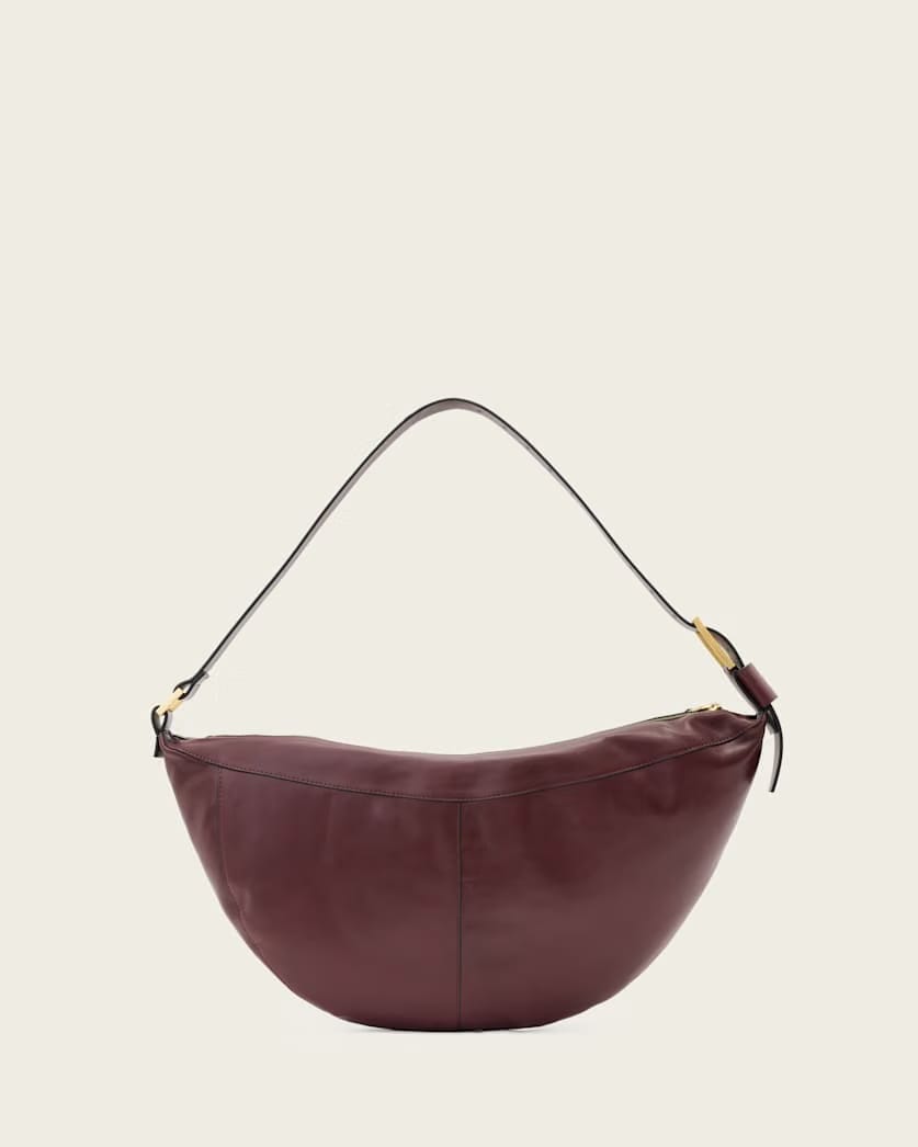 AllSaints Luna Slouchy Leather Shoulder Bag Women's Dark Red Women's